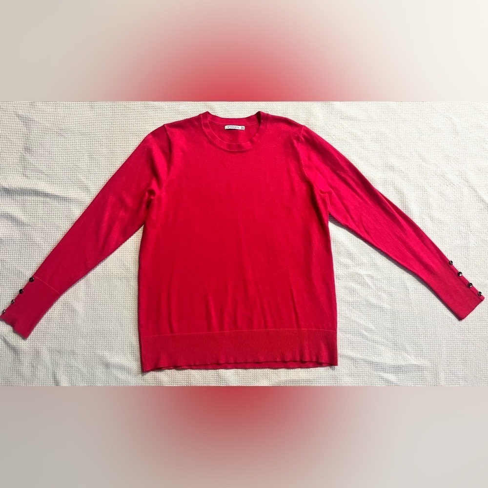 Staccato Women's Pink Sweater w Buttons on Sleeves Size XL